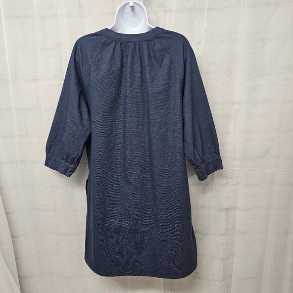 Falls Creek Blue Chambray Dress Minimalist Boho Lagenlook Short Dress M - Picture 9 of 14